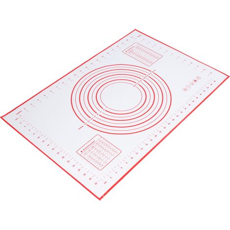 Planche à pâtisserie anti-dérapante en silicone rouge - Tapis de pétrissage pour cuisson et découpe (1/5)
