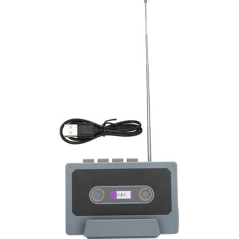 Enceinte Bluetooth Rétro Support Téléphone Radio FM Stéréo Portable Rechargeable USB Gris Compact pour Extérieur Maison (1/5)