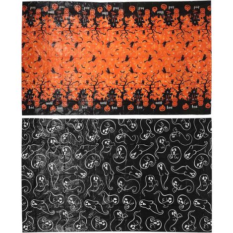 Lot de 2 nappes rectangulaires pour dîner d'Halloween, idéales pour les fêtes d'Halloween, anti-taches et parfaites pour un usage domestique. (1/5)