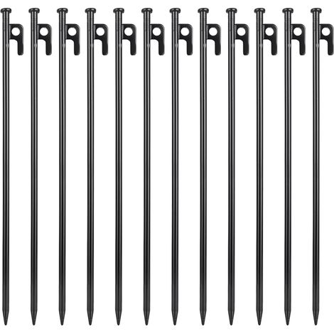 Set mit 12 robusten, 40,6 cm (16 Zoll) langen Zeltheringen aus Stahl, unzerbrechlich und formstabil, für steinige Gärten (1/5)