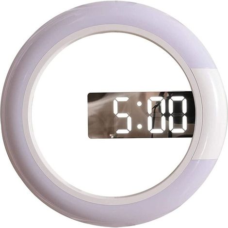 Horloge murale de 30,5 cm, horloge murale creuse, multifonctionnelle, 7 couleurs de lumière et 3 niveaux d'affichage de la température, avec télécommande (1/5)