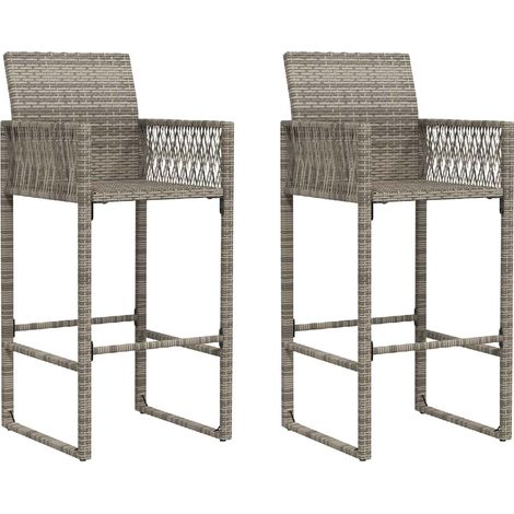 Maison Exclusive - Garten-Barhocker 2 Stk. Grau Poly Rattan