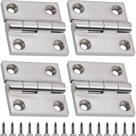 Charnières en acier inoxydable 316 de qualité marine, robustes, pour trappe de bateau (50 mm x 50 mm), paquet de 4, avec vis. (1/4)
