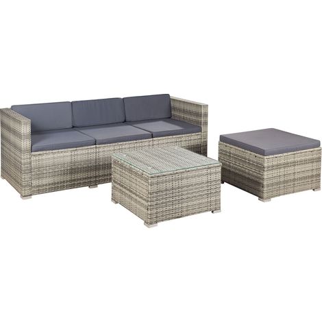 Salotto in polyrattan Punta Cana Grigio - screziato , Grigio M Set di sedute per esterni fino a 4 persone materiale durevole (1/3)