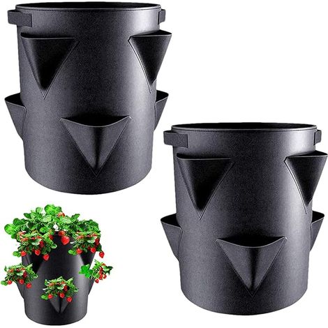 pots de fleurs et fraisiers, pots en tissu avec 6 poches latérales, pour le jardinage extérieur, fraisiers respirants avec drainage, idéaux pour le jardin (1/5)