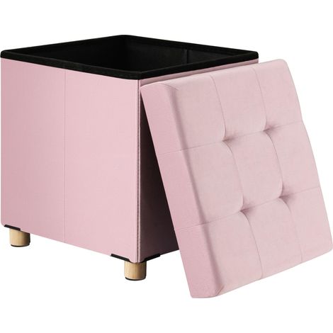 Tabouret pliable en velours rose 42x38x38cm