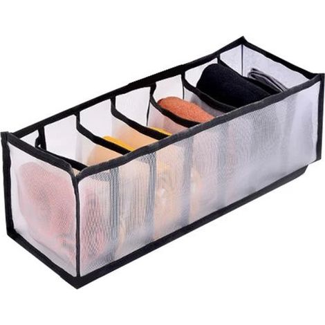 Organisateur de placard pour dortoir, boîte de rangement pour sous-vêtements et chaussettes, 7 compartiments, organisateur de soutien-gorge pliable, organisateur de tiroir (1/5)
