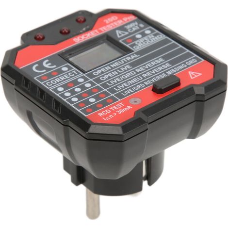 Testeur de Prise 20D, Détecteur de Phase et Neutre, Vérificateur de Tension 48‑250V pour Prises Européennes (1/5)