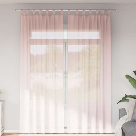 Voile Vorhänge mit Stangentaschen 2 Stk. Hellrosa