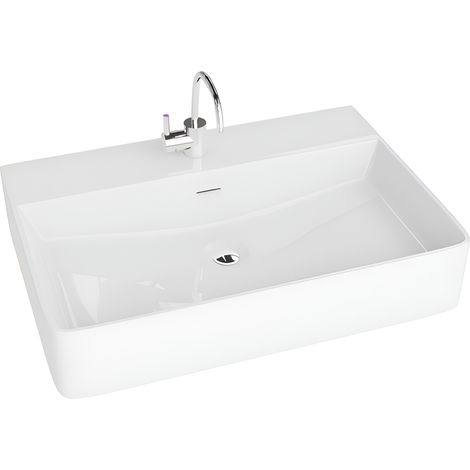 Vasque à poser LAVITA Vasque à poser élégante et compacte  Produit en porcelaine de haute qualité rectangulaire 61x42x12,5 cm  Blanc brillant