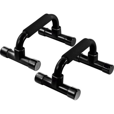 Barra para flexiones  Con agarres de espuma y estructura antideslizante para mayor estabilidad – perfecta para gimnasios en casa y entrenamiento con peso corporal – Negra (1/5)