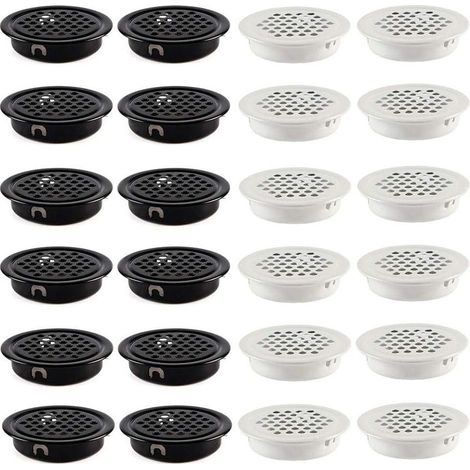24 Pièces Grille de Ventilation 35mm Grille D'aération Trou Inox Placard Grille d'évacuation Ventilation Fond Rond en Maille Trou D'aération pour Armoire Meubles Noir et Blanc (1/5)