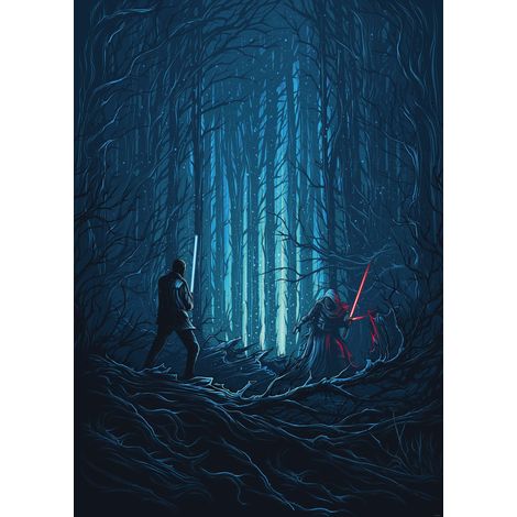 papier peint panoramique Star Wars Wood Fight bleu - Disney (1/3)