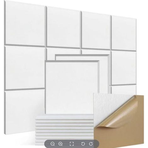 Lot 12 Panneaux Liège Feutre Autocollants 30x30 cm Blanc Isolation Phonique Panneau d'Affichage Bureau Maison DIY (1/5)