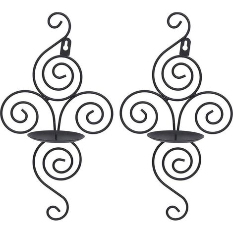 Lot de 2 Bougeoirs Photophore Chandelier Porte Bougie Mural Murale Muraux en Métal,Bougeoirs Suspendus en Fer pour Bougeoirs Muraux en Fer Noir pour la Décoration de la Maison (1/5)
