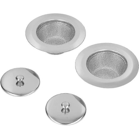 Lot de 2 crépines d'évier en acier inoxydable avec couvercles pour évier de cuisine (26-27 mm) (1/4)