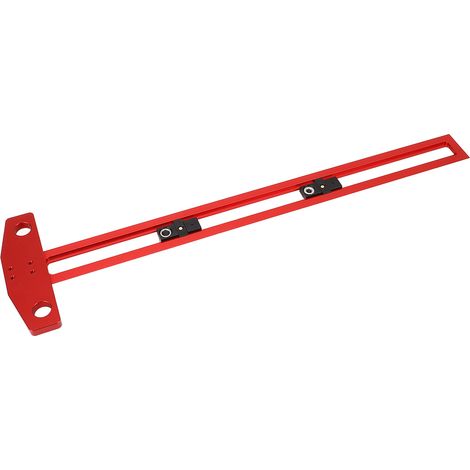 Équerre en T pour le travail du bois, 50 cm, échelle métrique et impériale, règle de perçage, de positionnement et de marquage avec douilles de perçage de 6, 8 et 10 mm (1/5)