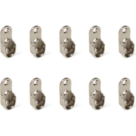 Emuca 7065107 Reggitubo laterale per asta di armario ovale, Zama, Nichelato, Set di 10