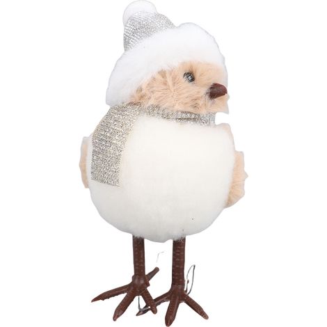 Vogel-Anhänger mit champagnerfarbenem Hut und Schal, Schaumstoff-Vogelanhänger zum Aufhängen, Weihnachtsbaumschmuck B (1/5)