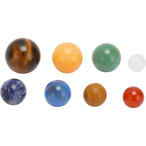 8 Pièces Planètes du Système Solaire en Pierre Cristal Polie, Boules Anti-Stress Éducatives pour Enfants et Méditation (1/5)