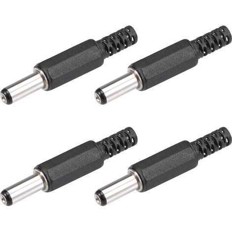 4Pcs DC Mâle Connecteur 5.5mm x 2.5mm x 14mm Puissance Câble Jack Adaptateur Noir (1/5)