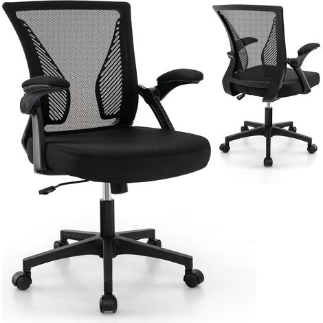 COSTWAY Silla Ergonomica Escritorio, Altura Ajustable 90-100 cm, Función de Inclinación, Respaldo y Asiento de Malla Transpirable, Silla Oficina Despacho con Ruedas, Negro (1/5)