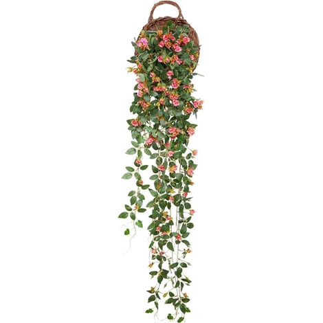 Roses artificielles suspendues - Plante artificielle suspendue - 137 cm - Pour salon jardin rose (1/5)