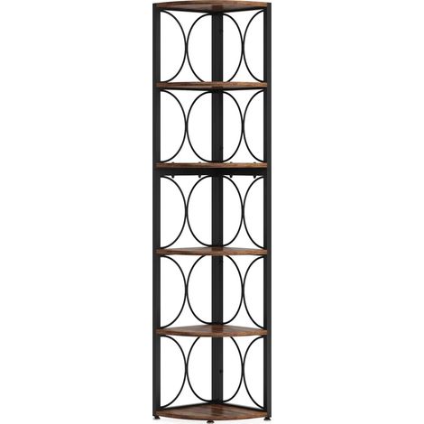 CHICFURN Estantería de esquina multifunción 107 x 38 x 15 cm en metal y madera negro y marrón (1/4)