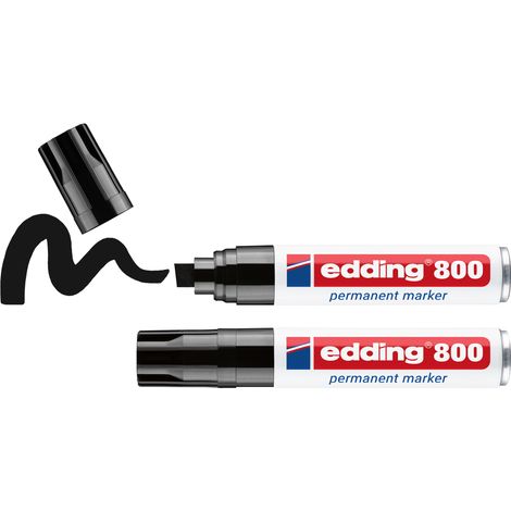 Edding - Lot de 2 Marqueurs permanents E800 XL noir - pointe extra large - pour marquer et écrire sur presque tous les matériaux (1/5)