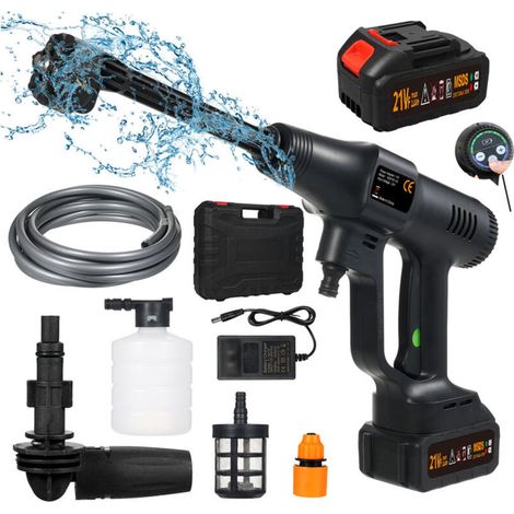 – 21V Cordless Pressure Washer – 725 PSI, 380W brushless motor, 2 x 1500mAh batteries, 5m hose, 6 multifunctional nozzles (1/5)
