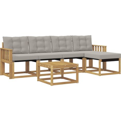 Conjunto de sofás de exterior 6 uds. Blanco y Gris Claro vidaXL (1/5)