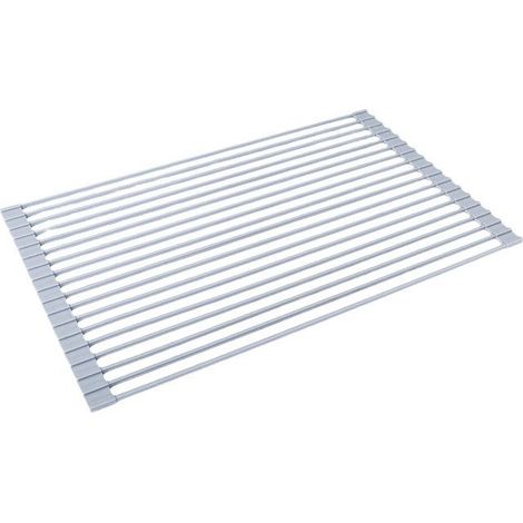 Égouttoir à vaisselle pliable en acier inoxydable pour évier, support pour torchons, fruits et légumes (gris (43 x 35 cm)) (1/5)