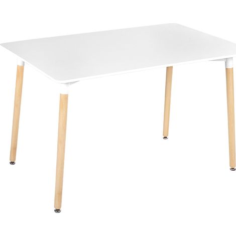 Tavolo da pranzo rettangolare scandinavo con gambe in legno di faggio bianco Newberry