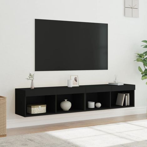 TV-Schränke mit LED-Leuchten 2 Stk. Schwarz 80x30x30 cm (1/5)