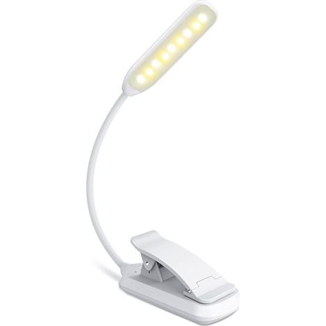 9 LED Lampe de Lecture, Rechargeable Liseuse Lampe en 3 Mode Luminosité (Blanc Froid/Jaune Chaud), Gradation Progressive Liseuse pour Livre au Lit, Pince Lampe Livre pour Lecture Nocturne Voyages-Fei (1/5)