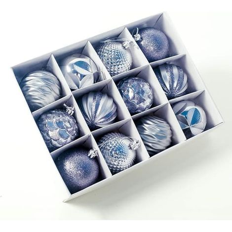 12 boules de Noël argentées pour sapin de Noël (1/3)