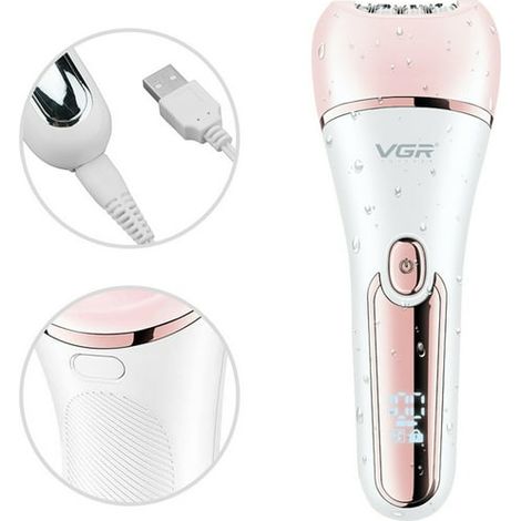 Épilateur Femme 6-en-1, rasoir épilatoire visage et corps, brosse exfoliante et massage, rechargeable IPX7, élimination des poils, soin peau, sans douleur (1/5)
