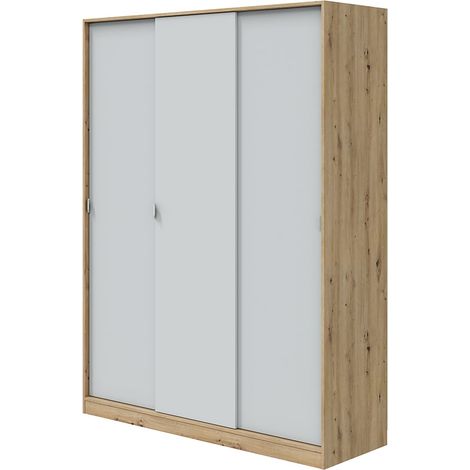 Guardaroba 3 Ante Senales, Armadio Camera da Letto 4 Ripiani, Appendiabiti, 50x150 cm Marrone Rovere Nodi