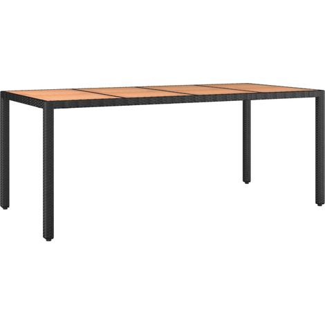 Maison Exclusive - Table de jardin plateau en bois Noir Résine tressée bois massif