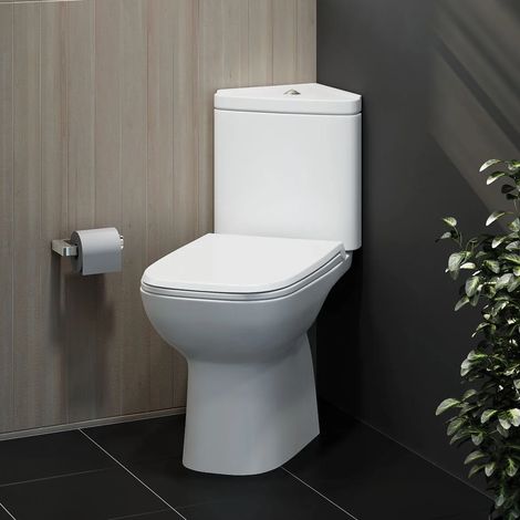 RAK Origin Corner Toilet Space Saving Soft Close Seat Cloakroom Close Coupled (1/2)