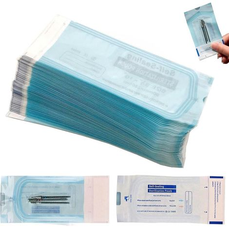 100 Pièces Sachets Jetables, Auto-Scellants Pour Autoclaves, Sac De Stérilisation, Sterilisateur Materiel Onglerie, Sacs En Pvc Stériles, Pour Petits Outils (5,7 X 13 Cm)