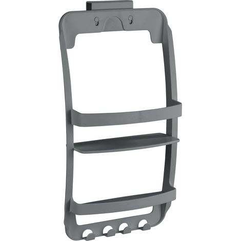Étagère de salle de bain, rangement des ustensiles de salle de bain, à accrocher sur cabine de douche et radiateurs sèche-serviettes, fixation sans perçage, 26x54,5x11,5 cm, anthracite (1/5)