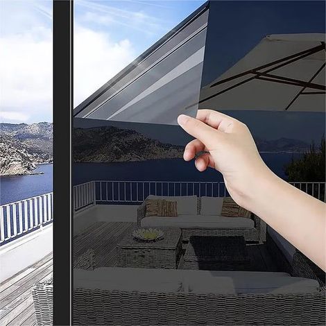 Pellicola antiriflesso per finestre - 200 x 30 cm, unidirezionale, privacy e protezione UV - Nera (1/5)