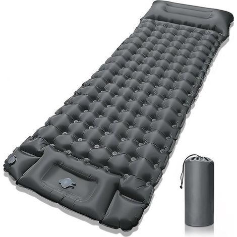 Aufblasbare Campingmatte mit Fußpumpe und integriertem Kissen – 195 x 70 cm, wasserdichte Luftmatratze für Camping und Reisen