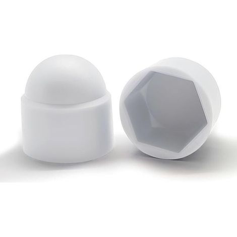 25 Pièces Cache Ecrou Blanc. Cache-écrous M6. Pour Clé De 10 mm. Capuchons De Protection Plastique Cache Boulon Pour Recouvrir Les écrous et Les Têtes De Vis Hexagonales (1/5)