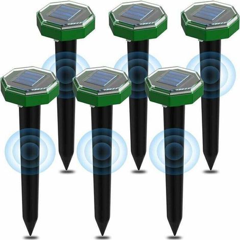 Repelente ultrasónico solar para ratones (paquete de 6), resistente al agua IP65, para jardín, topos y ardillas terrestres.
