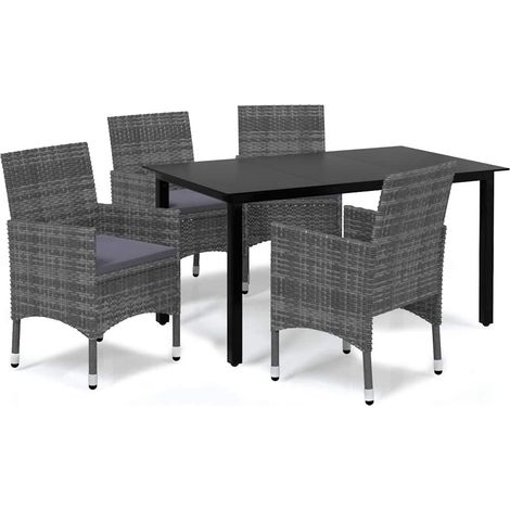 Maison Exclusive - Set da Pranzo per Giardino 5 pz con Cuscini Polyrattan Grigio (1/5)