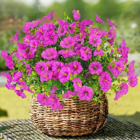 Artificial Flowers Like Real 9 Bunches Artificial Balcony Plants Weatherproof Artificial Flowers Bouquet UV-Resistant Spring Decoration Fake Flowers (1/5)