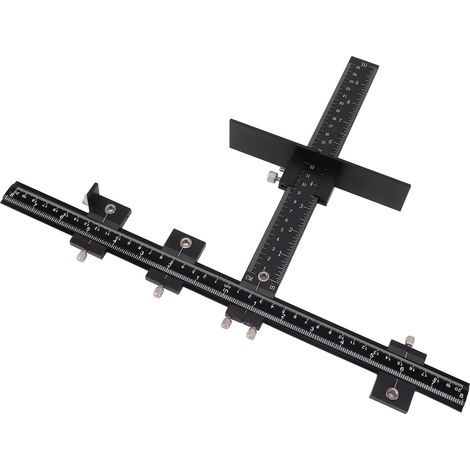 Gabarit pour quincaillerie d'armoires, poignée en aluminium noir, outil de perçage facile et précis pour poignées et tirettes d'armoires (1/5)