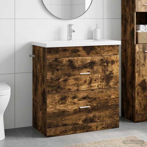 vidaXL Badezimmermöbel-Set Geräucherte Eiche 81 x 40 x 84,5 cm (1/5)